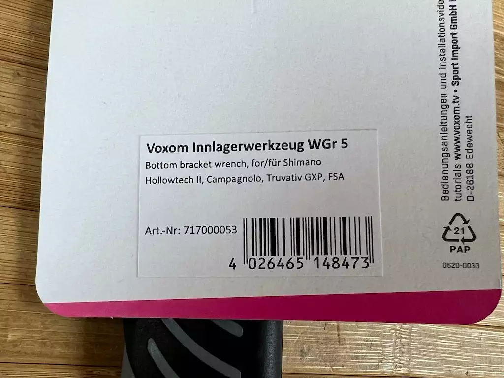 Voxom WGR5 Innenlager Werkzeug Hollowtech II / GXP / FSA / HTII 5 Voxom WGR5 Innenlager Werkzeug Hollowtech II / GXP / FSA / HTII â Bild 5