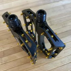 Reverse Components Black One Plattformpedale / Pedale Schwarz/gold -Fox-Laden IMG 6105 scaled