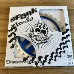 Spank Tweet Tweet BMX Kettenblatt Blue 28T -Fox-Laden IMG 7205 scaled
