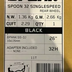 Spank Spoon 32 26" Hinterrad Schwarz Singlespeed 21 Spank Spoon 32 26" Hinterrad Schwarz Singlespeed -Fox-Laden IMG 7817 16ee138d 219c 4501 bd0e 6c86dd9d0da6